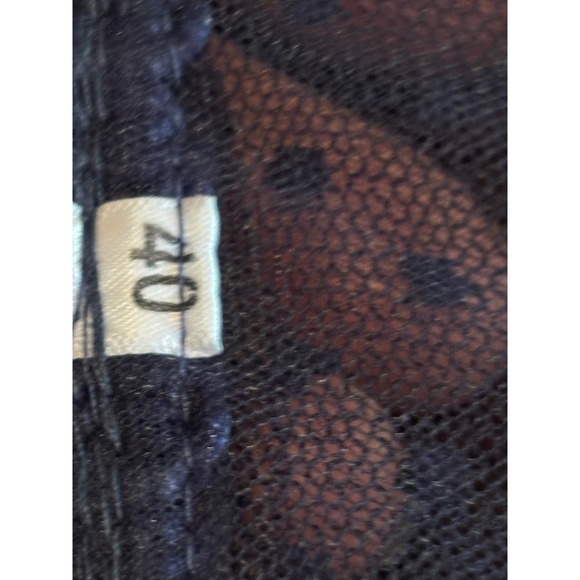 ITALIAN 50'S Blue Swiss Dot Tulle Corset Midi Dress Laced Back Cocktail SZ 4 - Picture 5 of 17